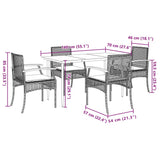 Garden Dining Set Black and Cream White 3213598