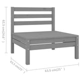 7 Piece Garden Lounge Set Solid Wood Pine Grey 3083016