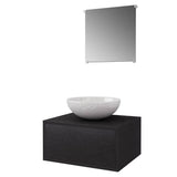 Four Piece Bathroom Furniture Set with Basin with Tap Black 273685