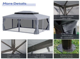 3 x 4m Curtain Gazebo, Curtains Pergola with Aluminium Frame, Nets and Curtains, Dark Grey T3398P317760