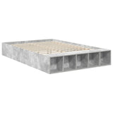 Bed Frame with Shelf Concrete Grey 140 x 190 cm Engineered Wood 3408364