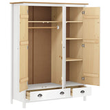3-Door Wardrobe Hill White 127x50x170 cm Solid Pine Wood 288954