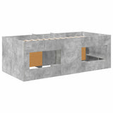 Loft Bed Frame with Cabinet 3 pcs Concrete Grey Engineered Wood 3423393