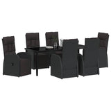 Garden Dining Set with Cushion 7 pcs Black Poly Rattan 3379532