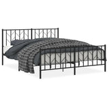 Metal Bed Frame without Mattress with Footboard Black 160x200cm 374458