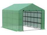 Walk-in Greenhouse with 4 Tier 24 Shelves, Portable Grow House with Roll-up Zipped Door, 244 x 180 x T3398P315886