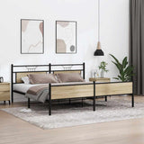 Metal Bed Frame without Mattress Sonoma Oak 193x201 cm 3325127