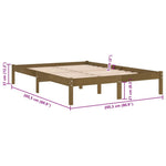 810040 Bed Frame without Mattress Honey Brown Solid Wood 200x200 cm