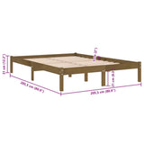 810040 Bed Frame without Mattress Honey Brown Solid Wood 200x200 cm
