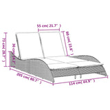 Sun Lounger with Cushions Grey 114x205x73 cm Poly Rattan 368293