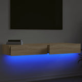 TV Cabinets with LED Lights 2 pcs Sonoma Oak 60x35x15.5 cm 842891