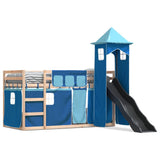 Bunk Bed without Mattress with Slide and Curtains Blue 80x200 cm 3284198