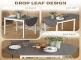 4-6 Person Wooden Drop-Leaf Table - Grey T3398P554127