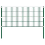 Fence Panel with Posts Iron 349x80 cm Green 278605