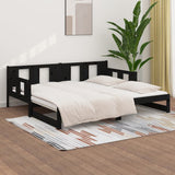 Pull-out Day Bed without Mattress Black Solid Wood Pine 2x cm 820296