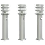 ZNTS Outdoor Floor Lamps with Sensors 3pcs Silver 60 cm Stainless Steel 4006366