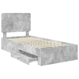Bed Frame with Drawer Concrete Grey 70 x 190 cm Engineered Wood 3412849
