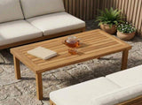 Table Top Rectangular Solid Teak Wood Natural 42033165