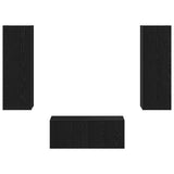 TV Cabinet Set Black Oak Engineered wood 3393226