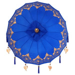 Parasol with Base Blue, Brown 250 cm Cotton, Wood 3356911
