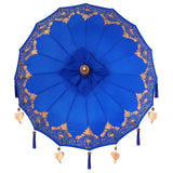 Parasol with Base Blue, Brown 250 cm Cotton, Wood 3356911