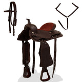 Western Saddle. Headstall&Breast Collar Real Leather 15" Brown 91347
