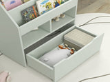 Kids Bookshelf, Toy Organiser, with Storage Drawer, Wheels - Green T3398P347677