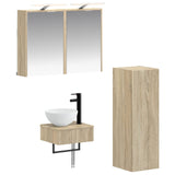 Bathroom Cabinet Set 4 pcs Sonoma Oak Engineered Wood 3407369