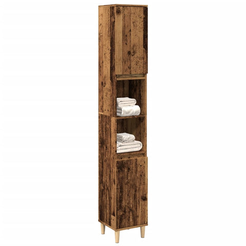 ZNTS Bathroom Cabinet Old Wood 30x30x190 cm Engineered Wood 857102