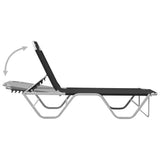 Sun Lounger Black and silver Aluminium, Textilene Standard 310525