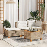 Garden Stool with Cushion Beige 63.5x56x32 cm Poly Rattan 365934