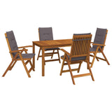 5-Piece Garden Dining Set Natural Solid Acacia Wood 3434555