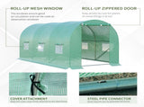 4 x 2 x 2 m Polytunnel Greenhouse with Roll-up Door and 6 Mesh Windows, Walk-in Garden Tunnel Warm T3398P317600