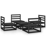 5 Piece Garden Lounge Set Black Solid Pinewood 3075268