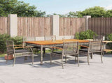 7 Piece Garden Dining Set with Cushions Grey Poly Rattan 3213573