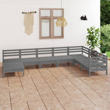 8 Piece Garden Lounge Set Solid Wood Pine Grey 3082986