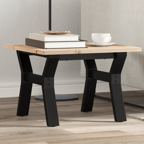 ZNTS Coffee Table Y-Frame 50x50x35 cm Solid Wood Pine and Steel 3282703