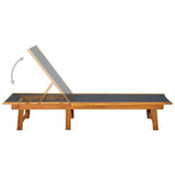 Sun Lounger Light brown Acacia wood Large Multi-Position Backrest 41746