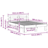 Bed Frame with Headboard Natural 150 x 200 cm Solid Pine Wood 872437