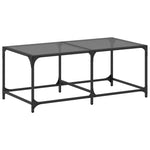 ZNTS Coffee Table with Black Glass Top 98.5x50x40 cm Steel 845979