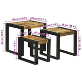 Nesting Table 3 pcs Brown and Black Solid Mango Wood and Metal 4104727