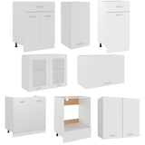 ZNTS 8 Piece Kitchen Cabinet Set White Engineered Wood 3067647