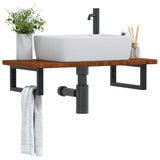 Basin Shelf Wall Mounted Steel and Solid Wood Oak 3302345
