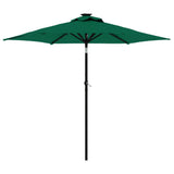 Garden Parasol with LEDs and Steel Pole Green 225x225x212cm 4005067