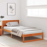 Bed Frame with Headboard Wax Brown 80 x 200 cm Solid Pine Wood 873294