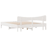 Bed Frame without Mattress White 200x200 cm Solid Wood Pine 3328221