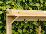 Garden Potting Bench Table, Wooden Workstation Bench w/ Galvanized Metal Tabletop, Storage Shelves T3398P324007