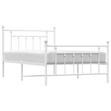 Metal Bed Frame without Mattress with Footboard White 107x203cm 353600