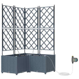 Garden Planter 3 pcs LiGht Grey 80 x 80 x 142 cm Plastic 42002900