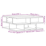 ZNTS Coffee Table Smoked Oak 70x70x29 cm Engineered Wood 840748